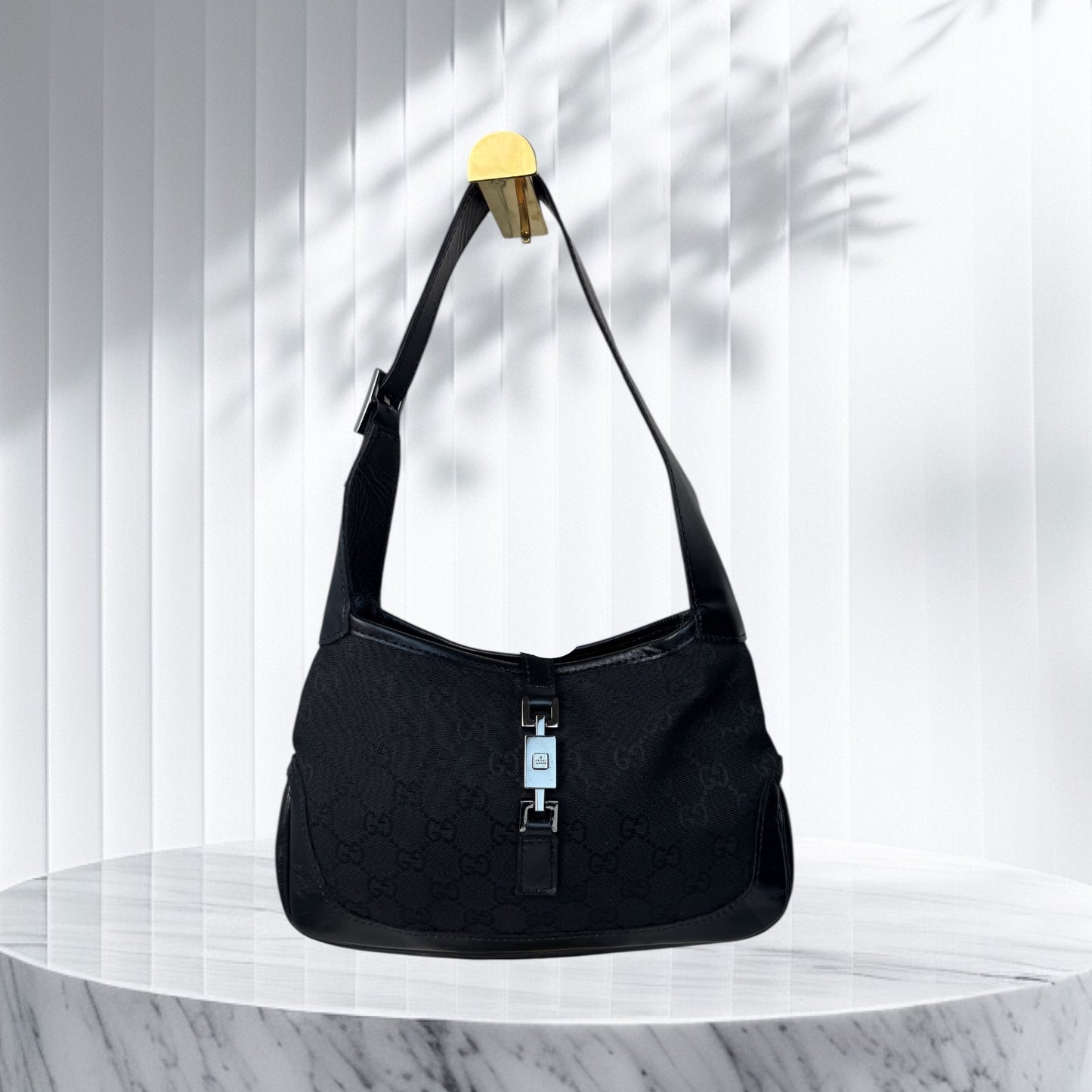 Gucci Jackie Hobo GG Canvas Shoulder Bag Black (Vintage)