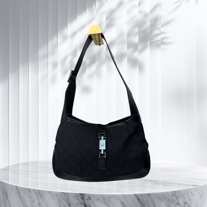 Gucci Jackie Hobo GG Canvas Shoulder Bag Black (Vintage)