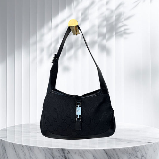 Gucci Jackie Hobo GG Canvas Shoulder Bag Black (Vintage)
