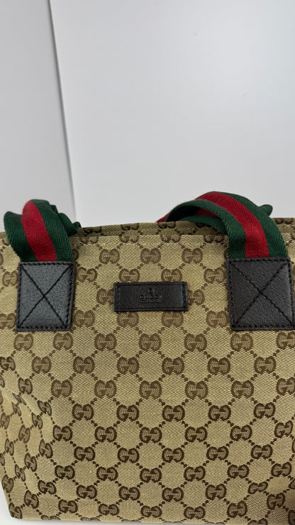 Gucci Web Zip Tote GG Canvas