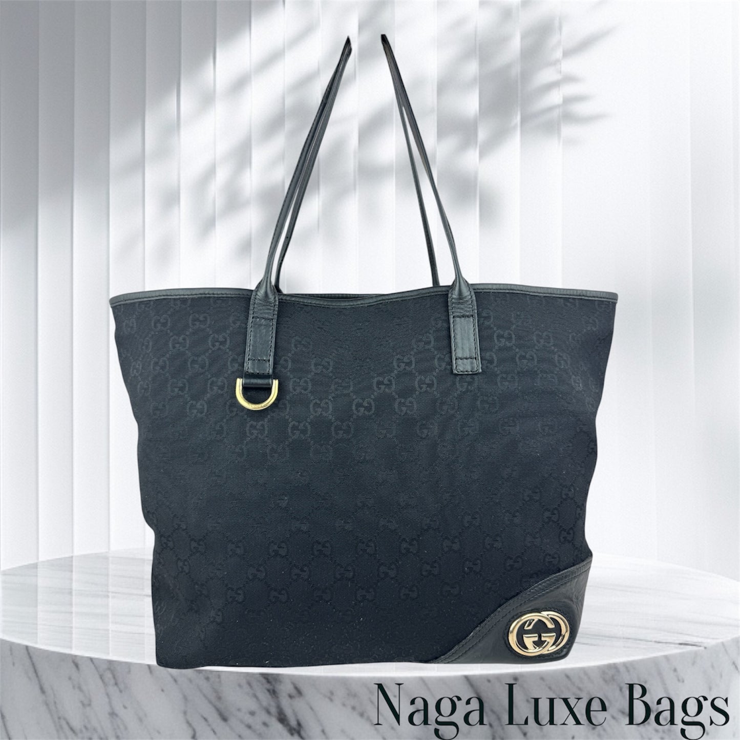 Gucci New Britt Tote Black Medium Monogram