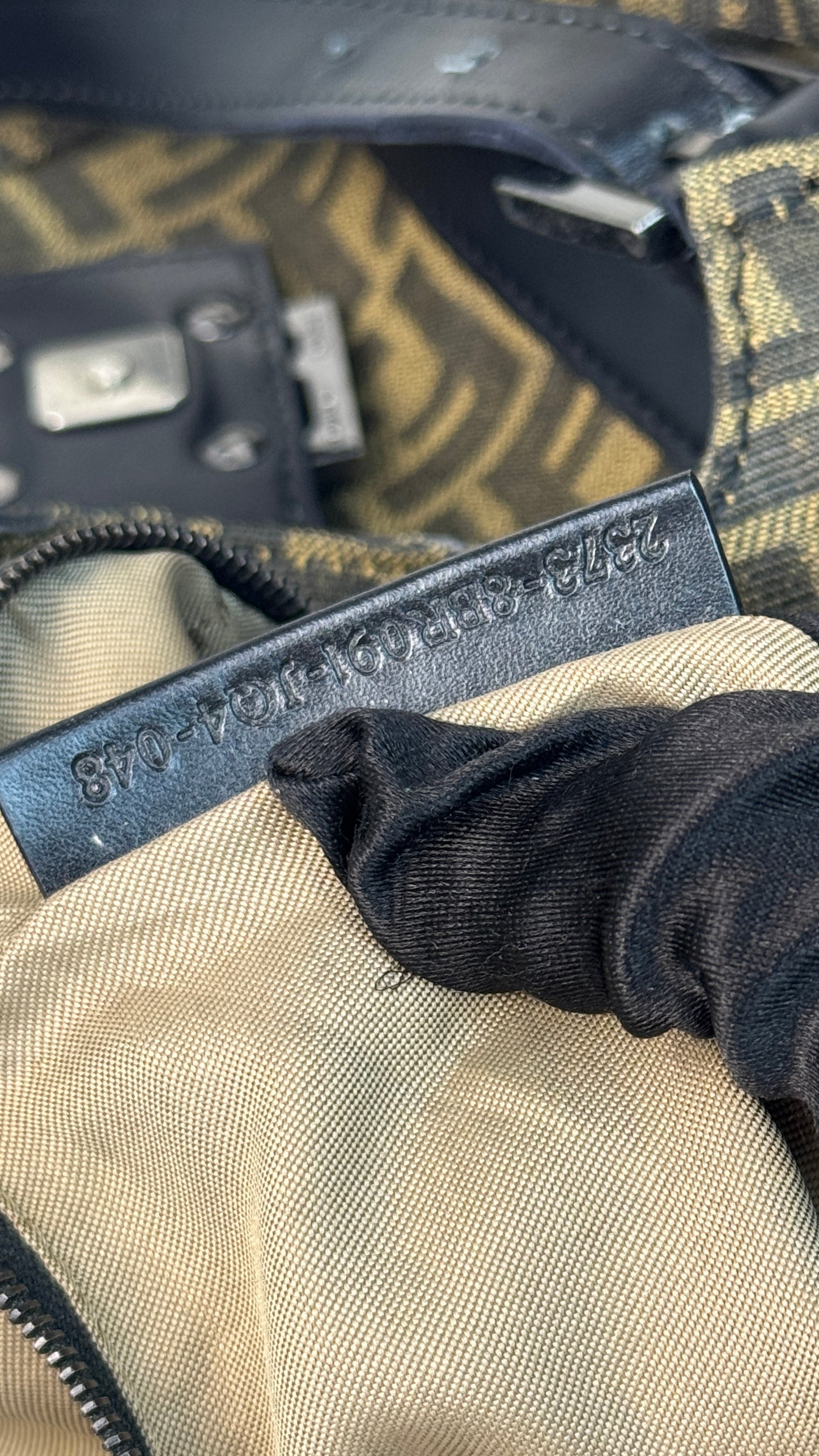 Fendi Zucca Canvas Leather Trim Tote Bag