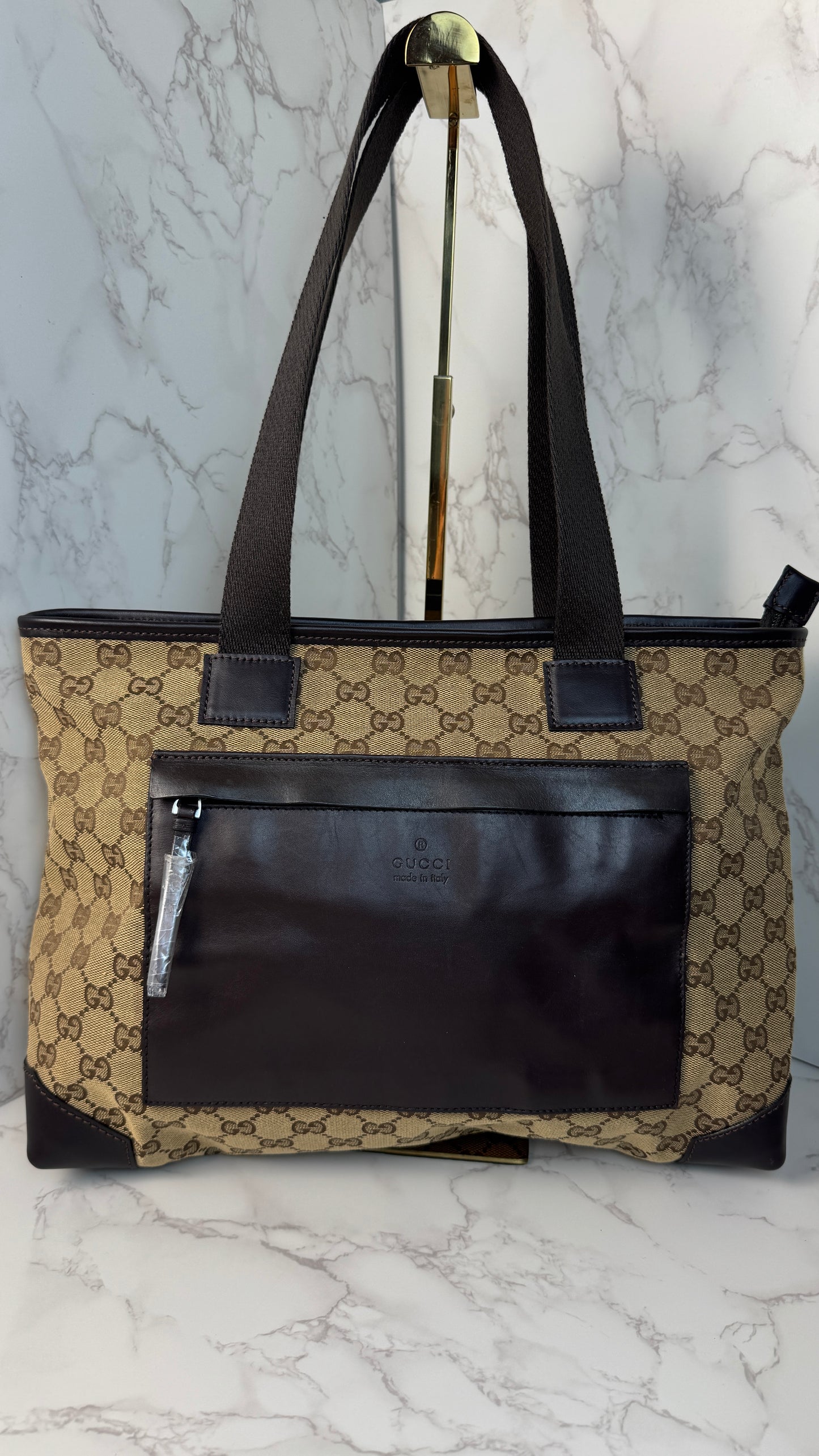 Gucci GG Canvas Tote Shoulder Bag Brown (Vintage)