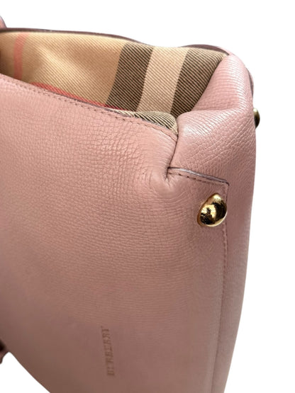 Burberry banner tote leather and house check Canvas small