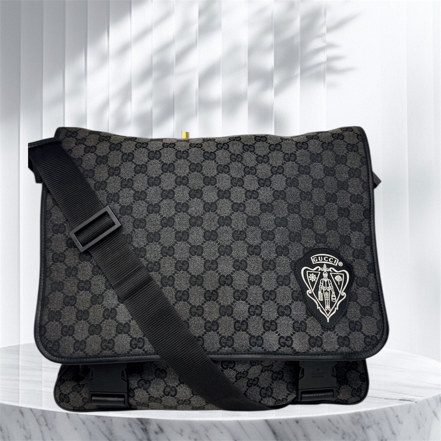 Gucci Denim Hysteria Double Buckles Messenger