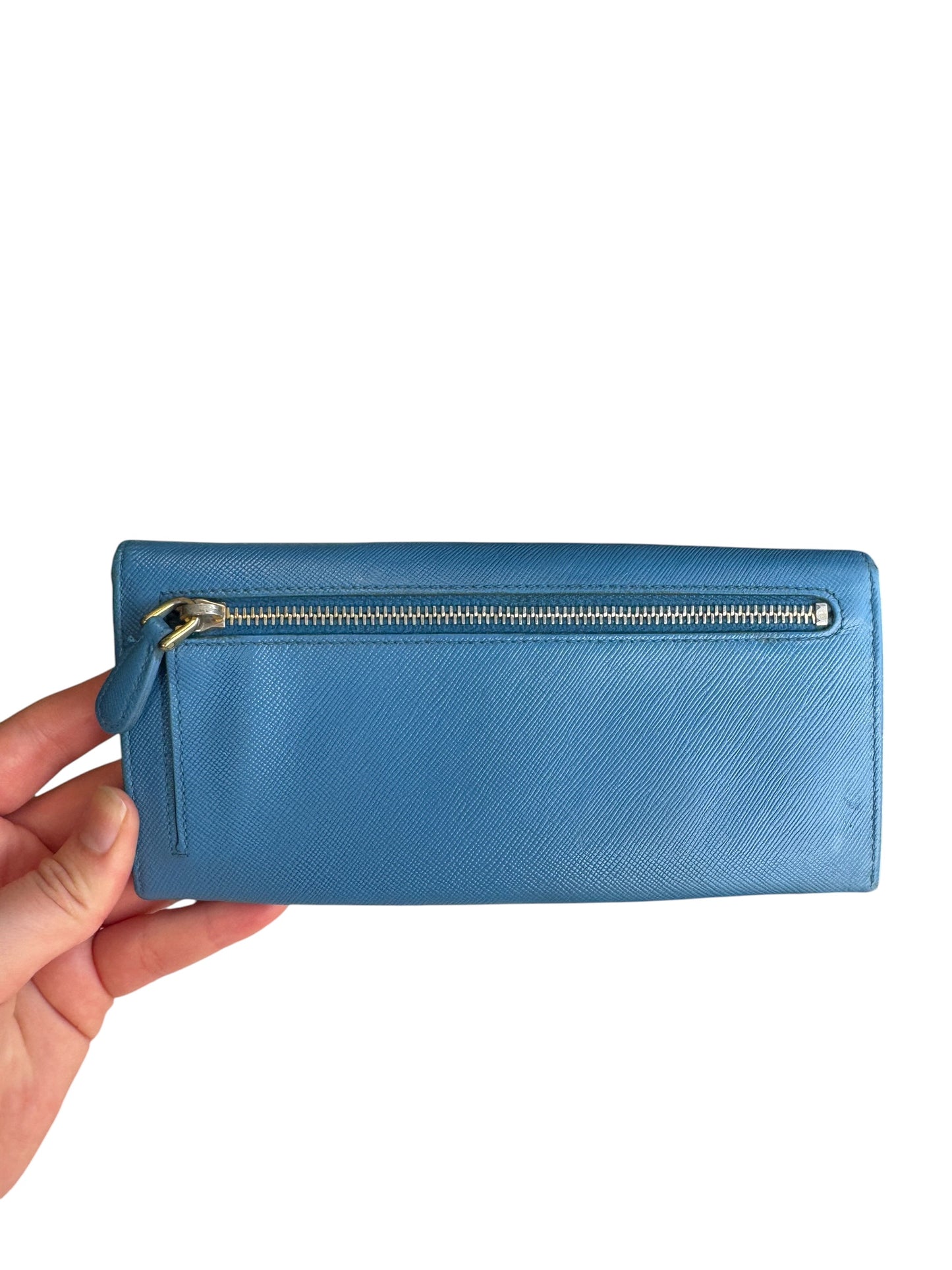 WA6👛 Prada Saffiano Leather Blue (included COA) Retail $995