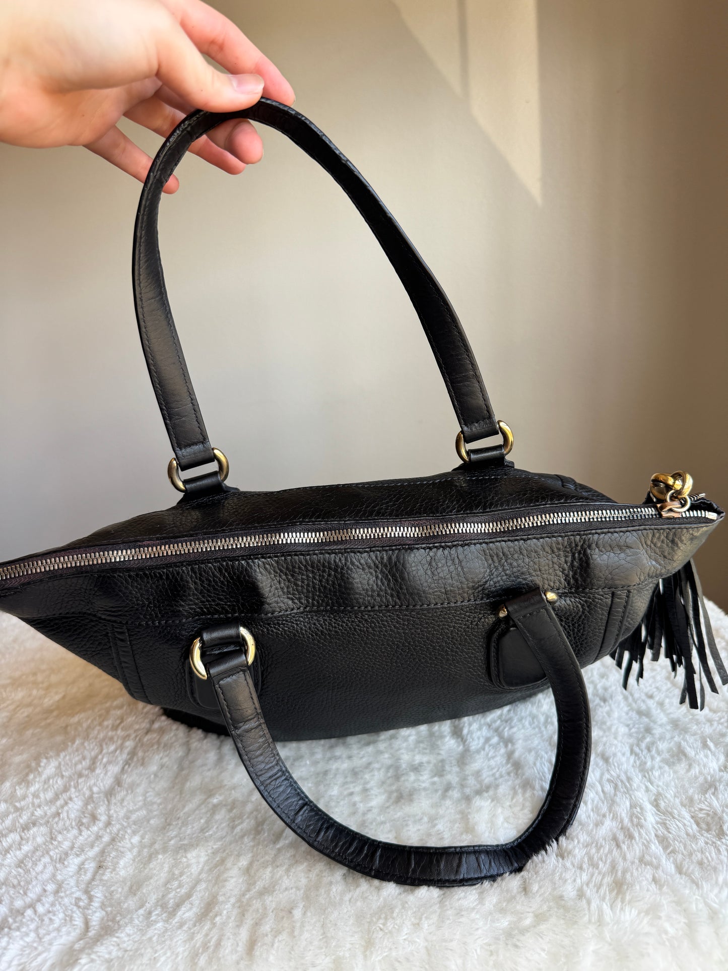 GUCCI Soho Zip Tote Leather Small Black