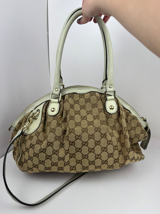 Gucci Sukey Boston GG Canvas White