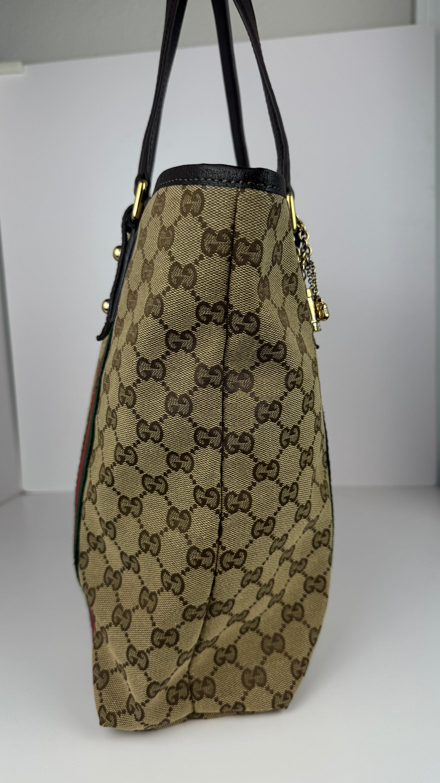 Gucci Web Tote GG Canvas  Brown