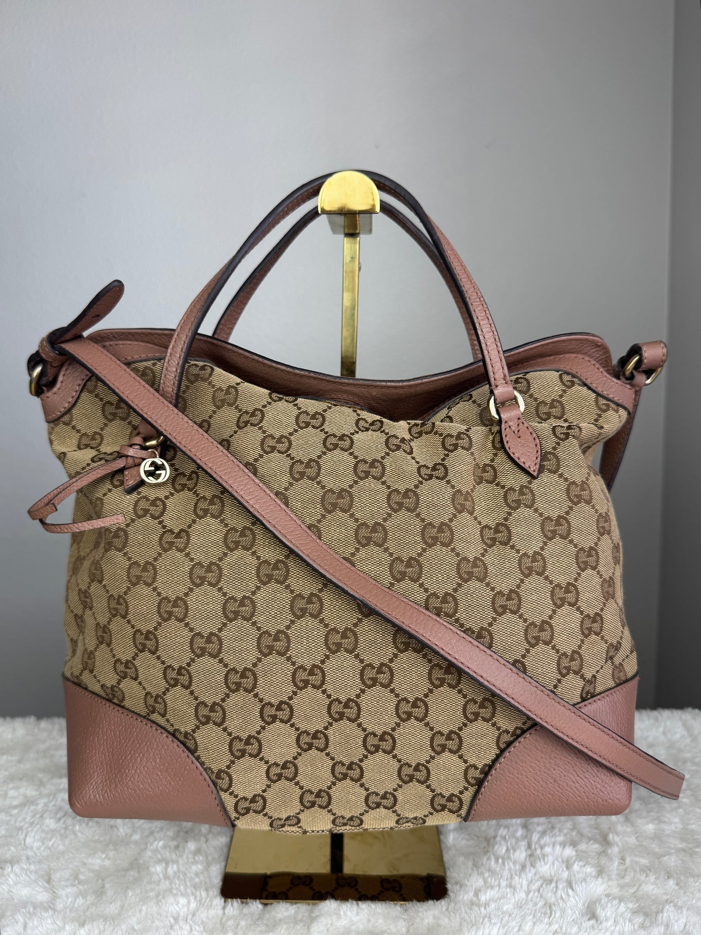 GUCCI Bree Top Handle GG Canvas Pink