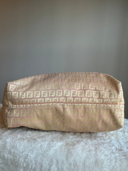 FENDI Zucca Tote FF Canvas Pink
