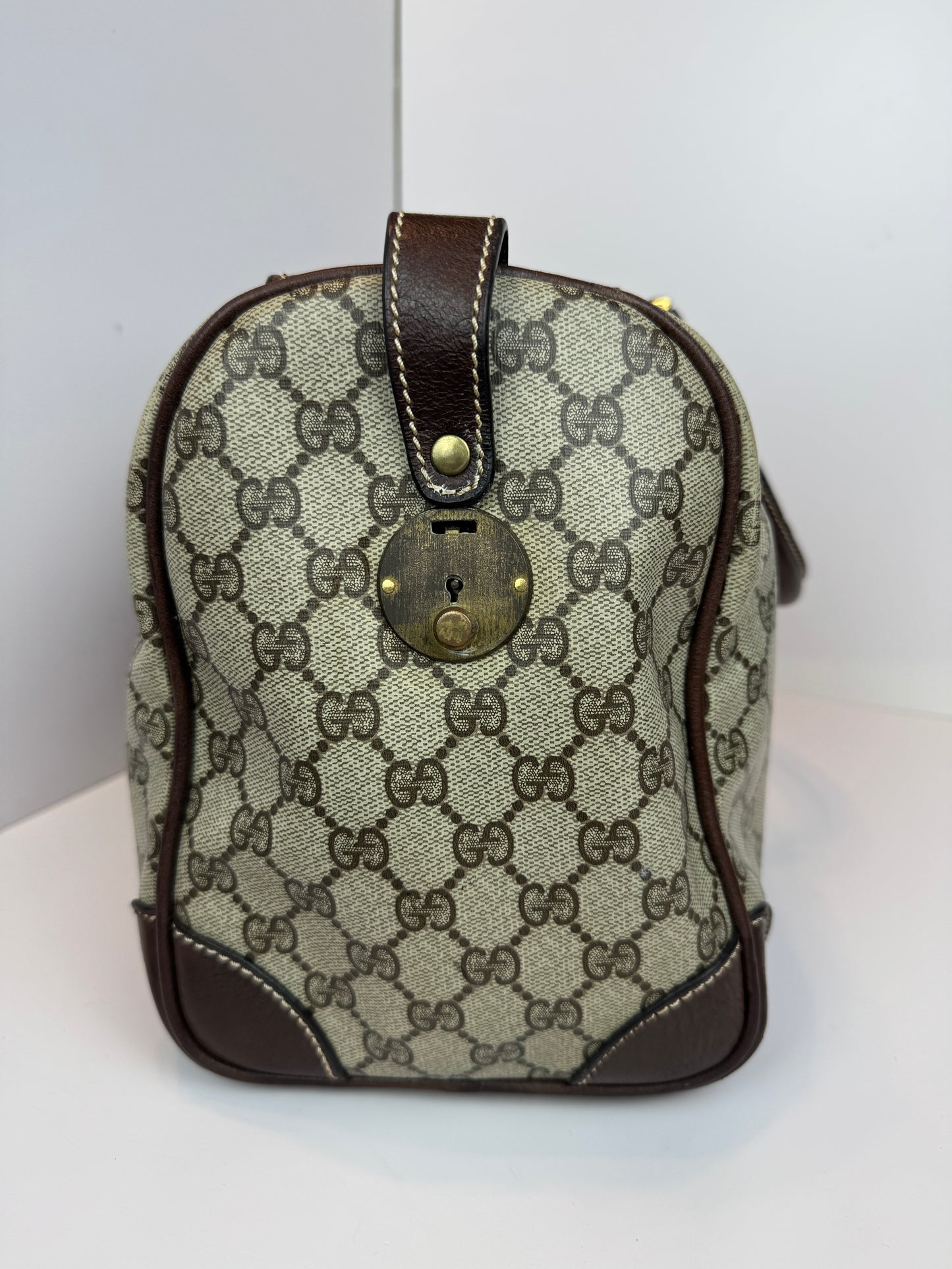 GUCCI Vintage Web Travel GG Coated Canvas Brown