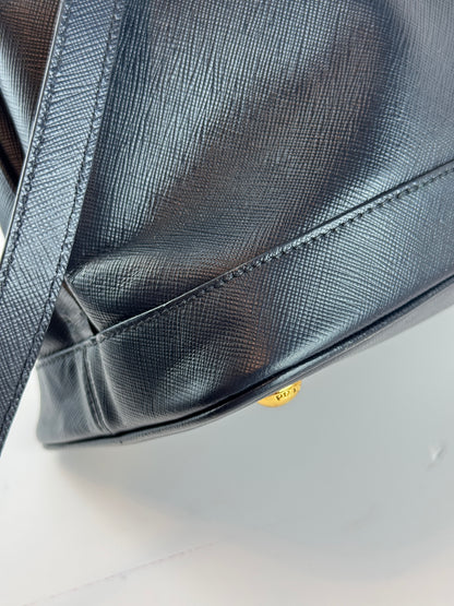 Prada Vernice Medium Open Promenade tote Navy Black
