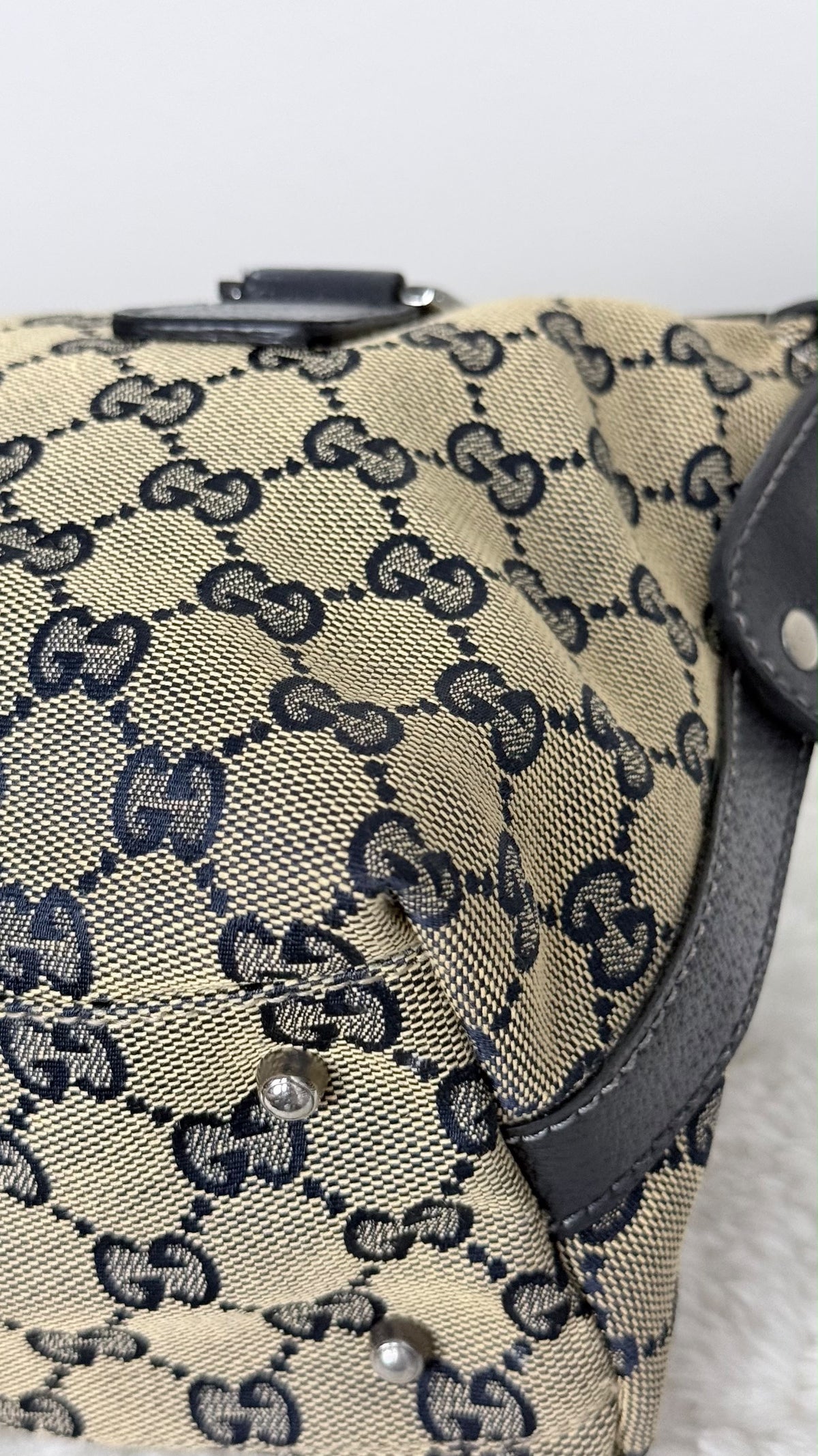 GUCCI Web Boston Pop GG Canvas Navy