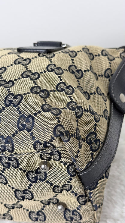 GUCCI Web Boston Pop GG Canvas Navy