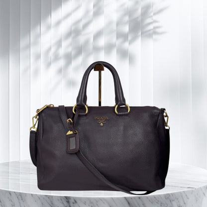 Prada Vitello Daino Leather Bauletto Purple