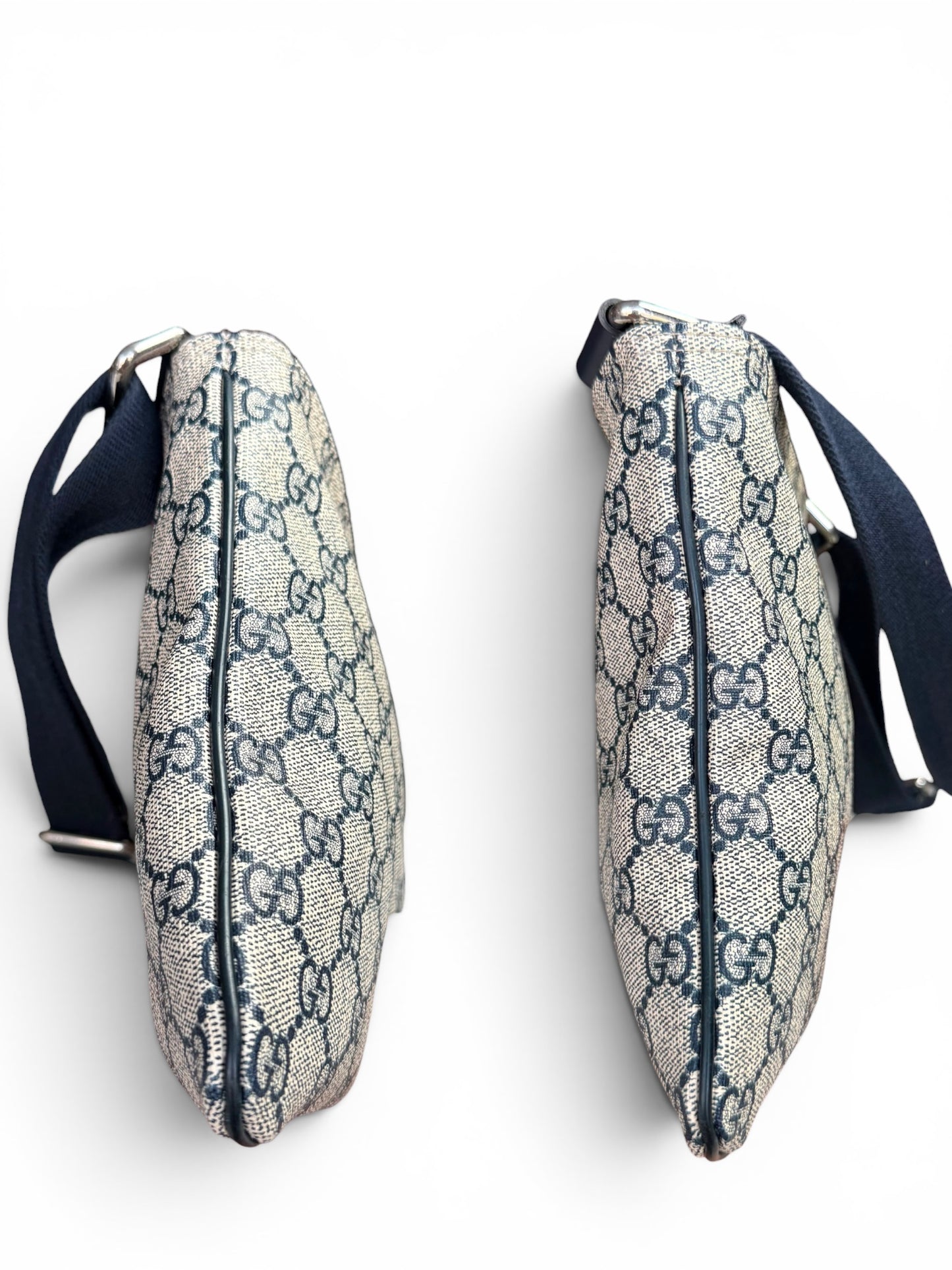Gucci Zip Top Crossbody Coated Canvas Navy