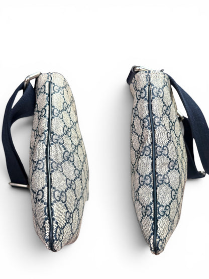 Gucci Zip Top Crossbody Coated Canvas Navy