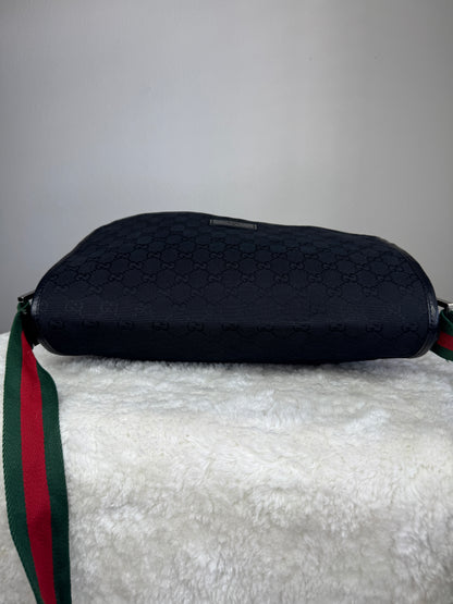 GUCCI Web Flap Messenger GG Canvas Black
