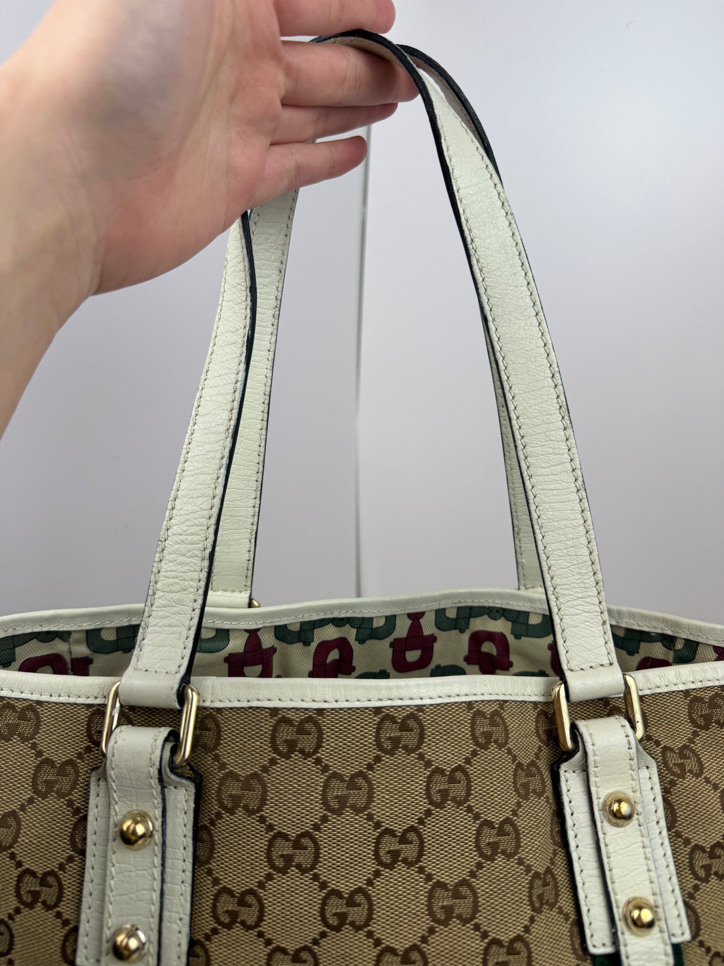 Gucci Web Tote GG Canvas White