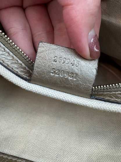 Gucci Bella Tote Leather Metallic Gold