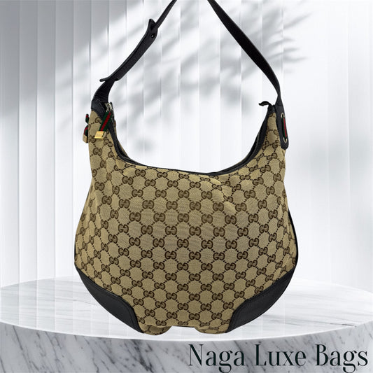 Gucci Web Bow Hobo GG Canvas