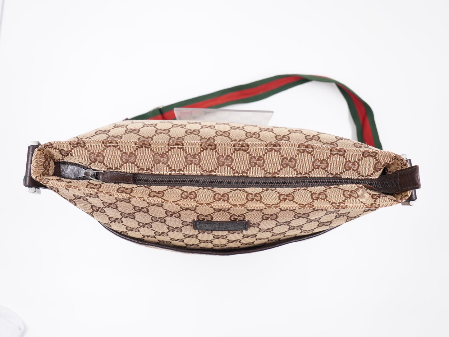 GUCCI GG Canvas Web Messenger Bag with leather trim (Vintage)