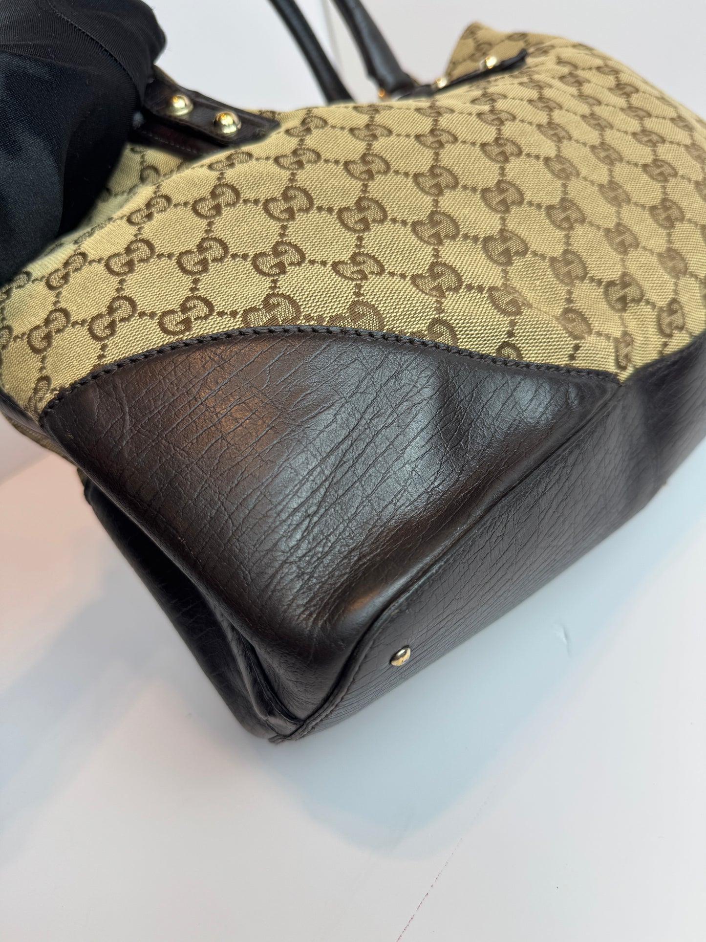 GUCCI Hasler Tote Monogram Medium Dark Brown