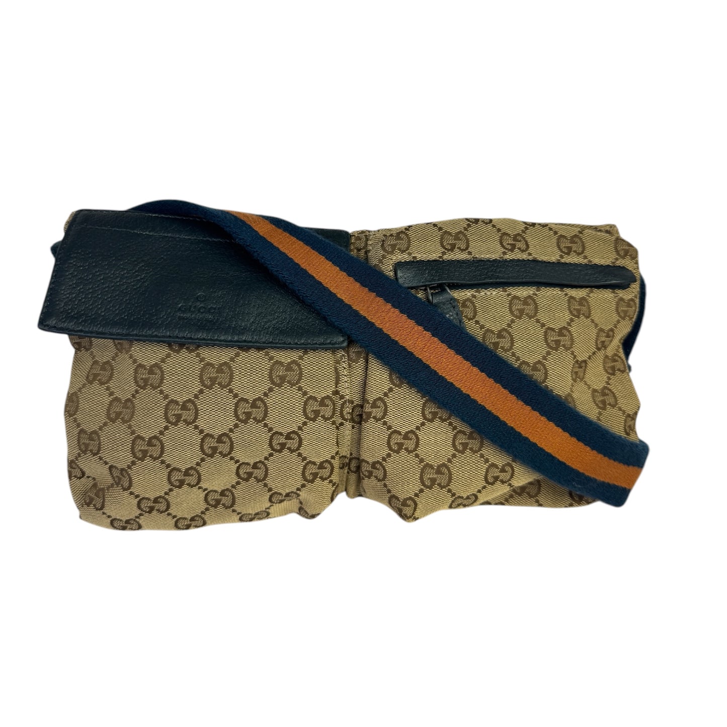 GUCCI Web Belt bag GG Canvas Navy Blue
