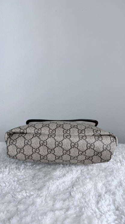 GUCCI Flap Crossbody GG Supreme Coated canvas Brown