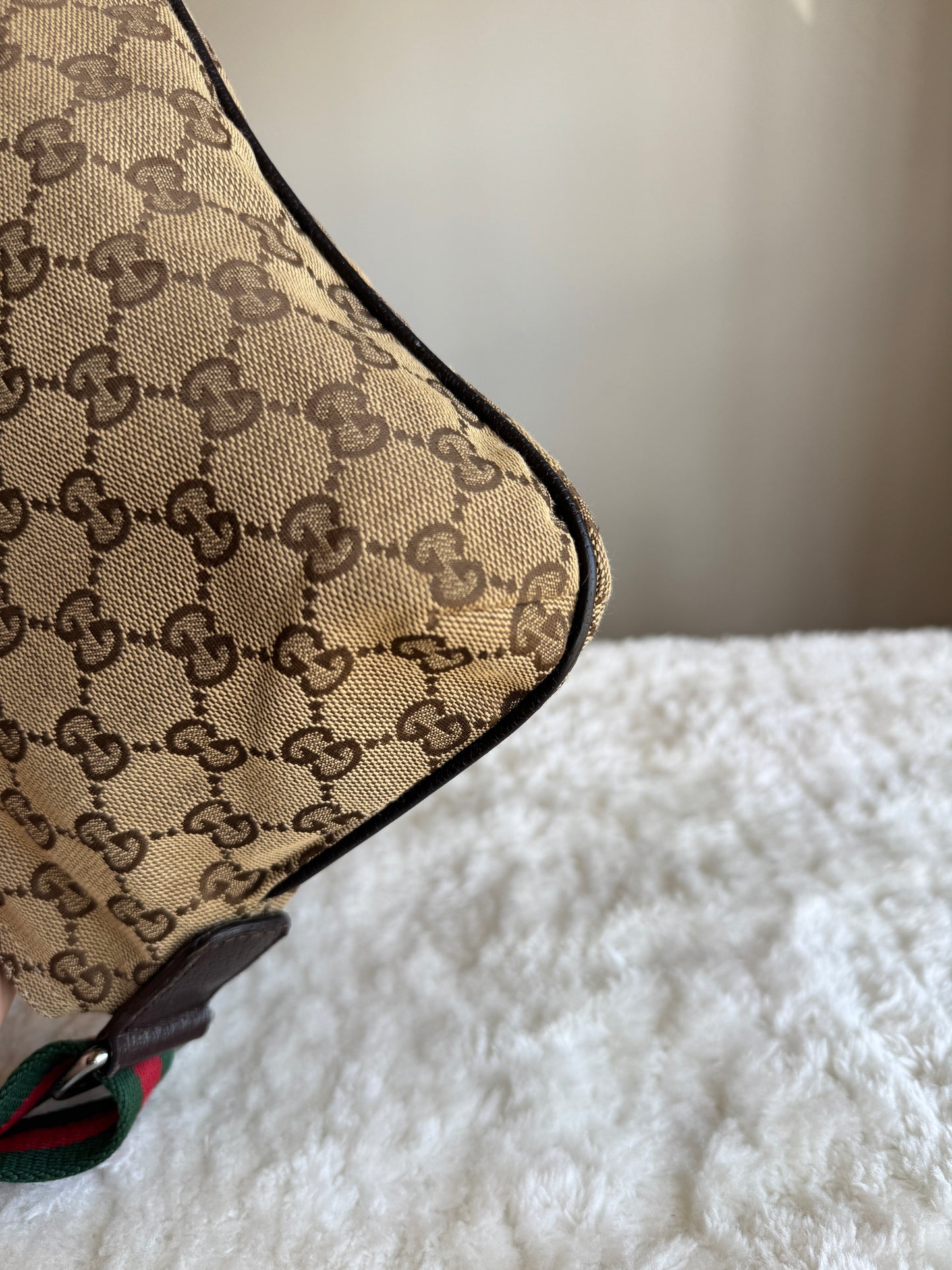 GUCCI Web Strap Camera GG Canvas Brown