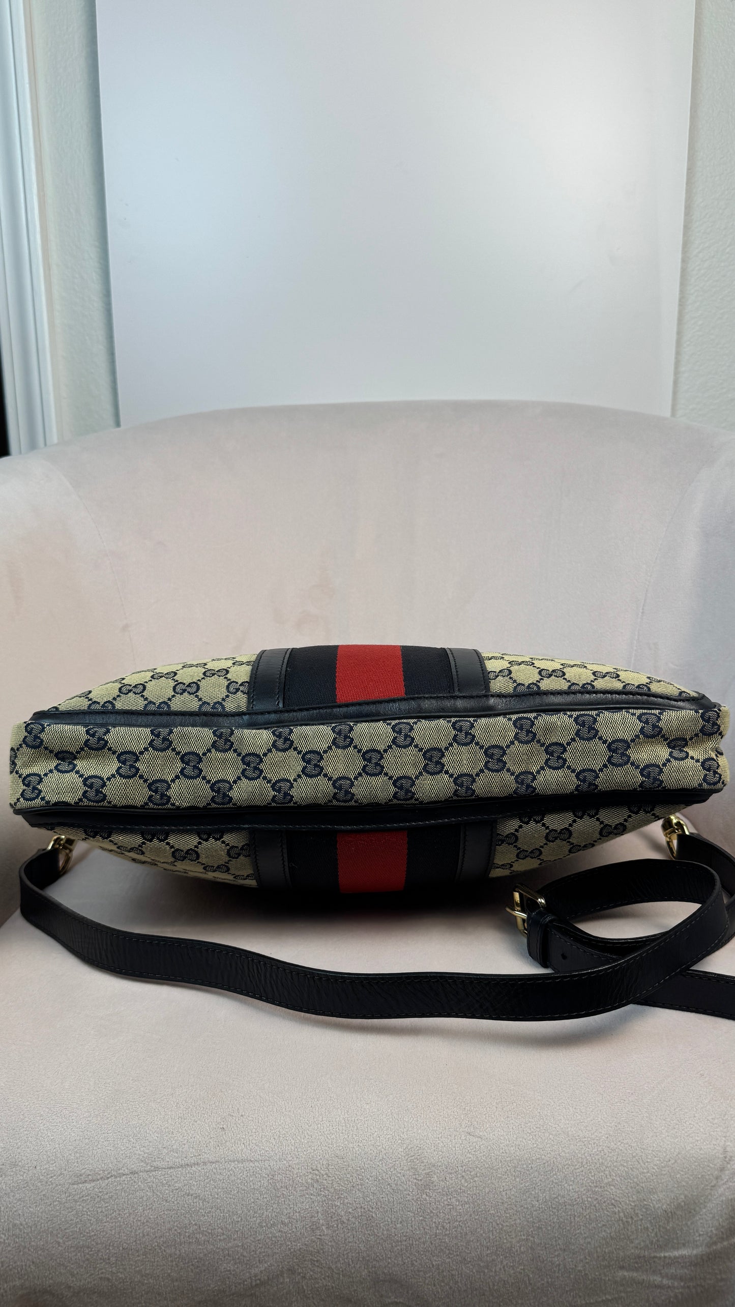 Gucci Web Briefcase GG Canvas Navy