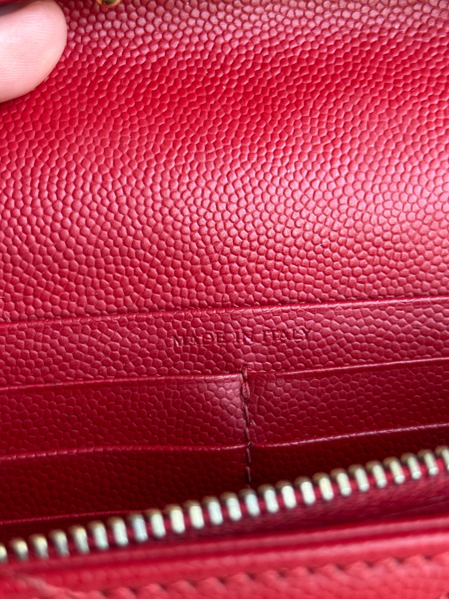 LOUIS VUITTON Classic wallet on chain matelasse Chevron leather medium red
