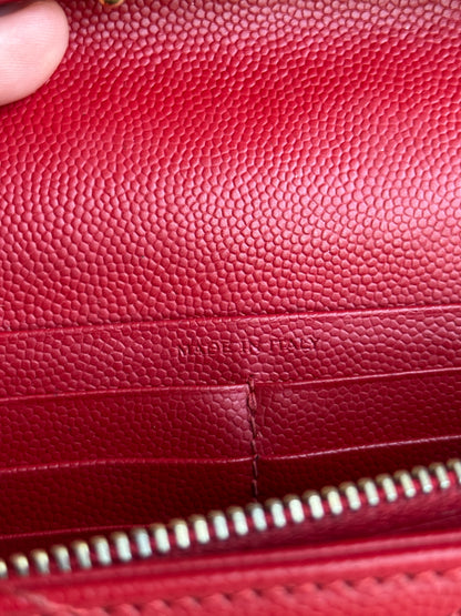 LOUIS VUITTON Classic wallet on chain matelasse Chevron leather medium red