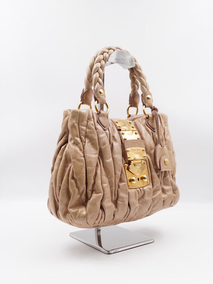 Miumiu Matelassé Leather Handbag Beige