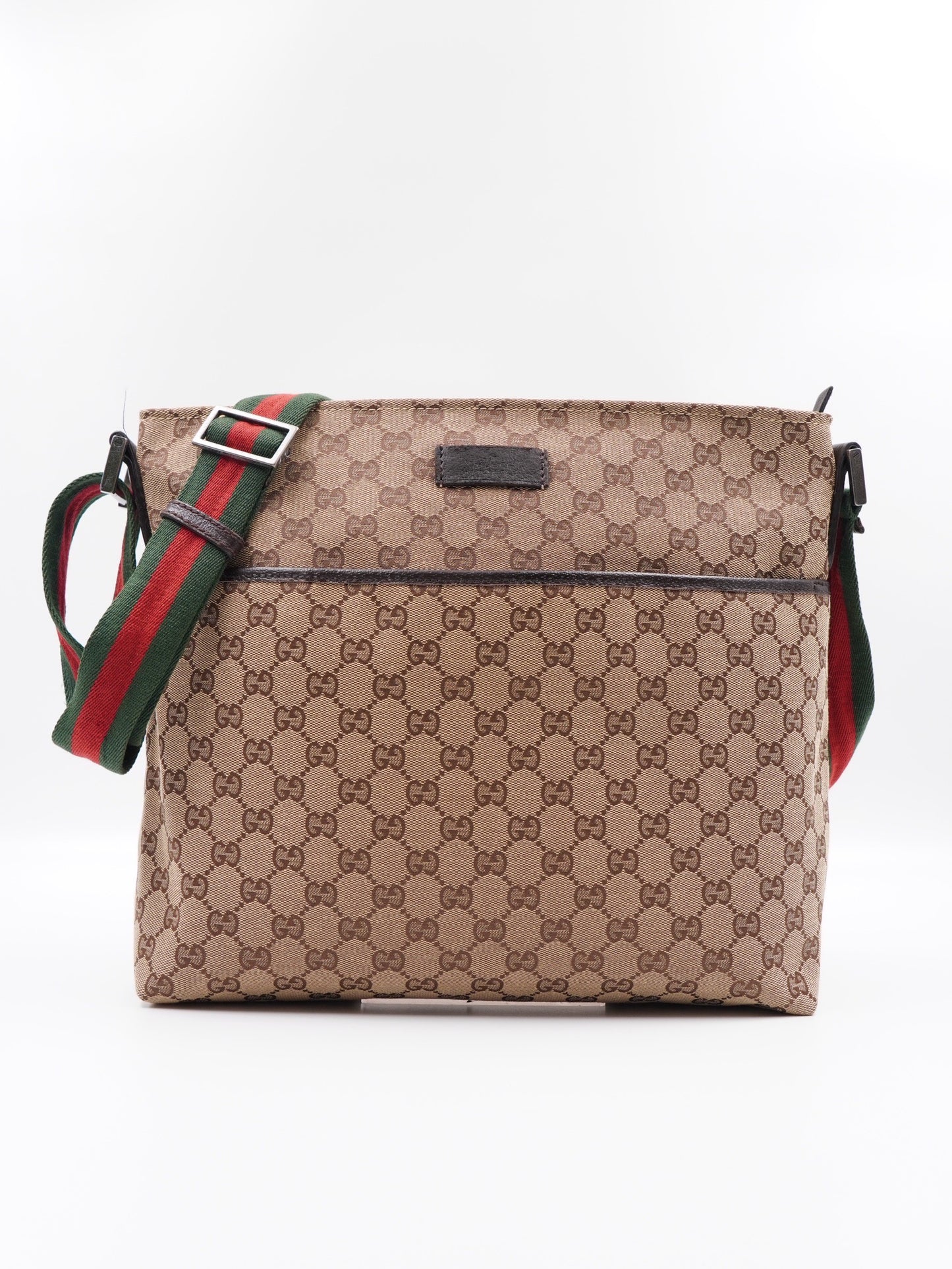 GUCCI GG Canvas Web Messenger Bag with leather trim (Vintage)