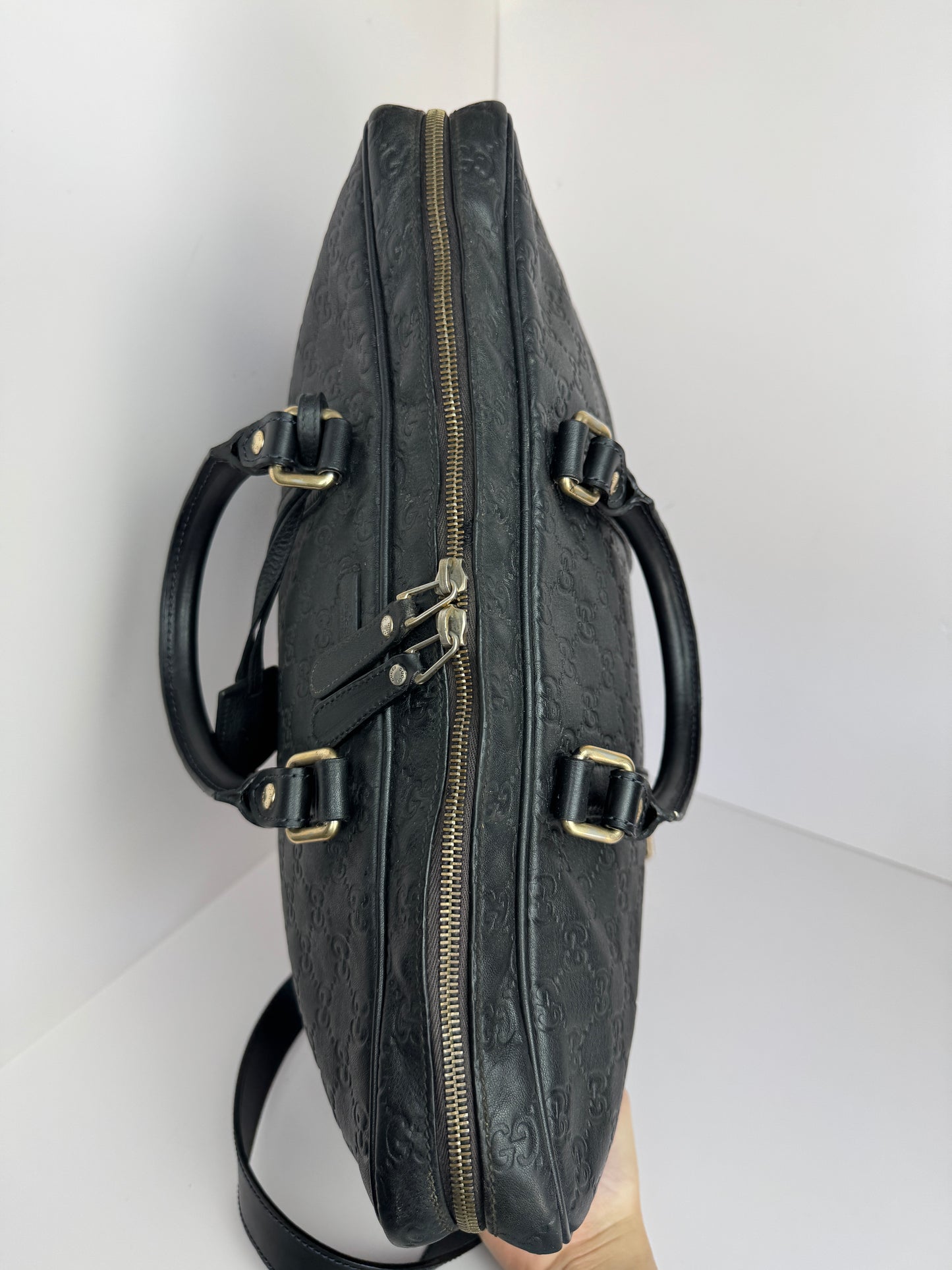 Gucci Briefcase Monogram GG Leather Black