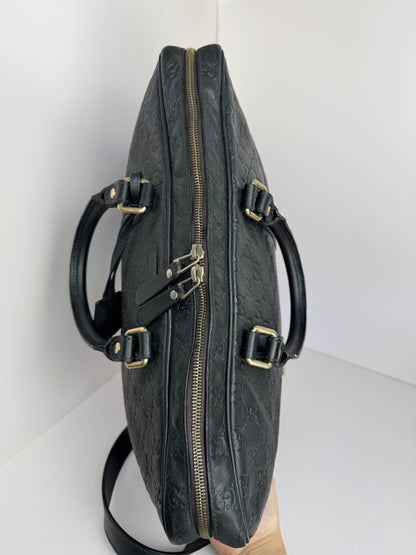 Gucci Briefcase Monogram GG Leather Black