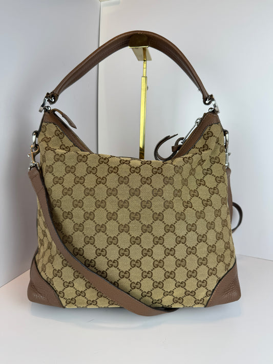 GUCCI Miss GG Hobo GG Canvas with Leather Brown