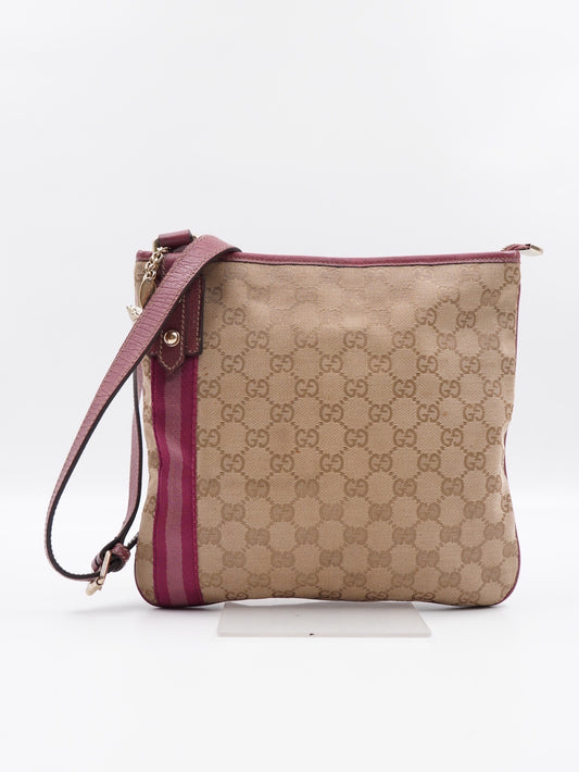 Gucci web Flat Crossbody pink