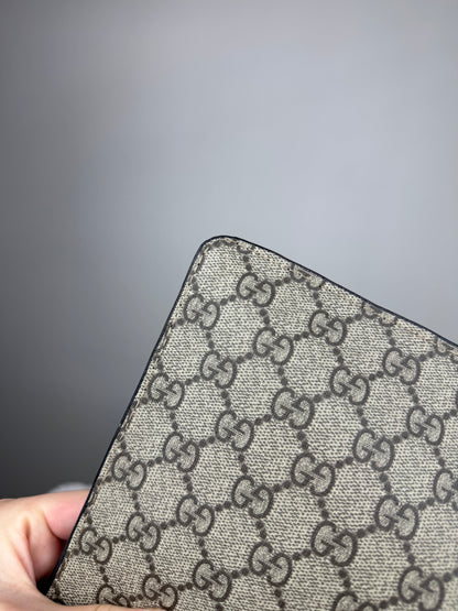 GUCCI Web Wrislet Clutch GG Coated Canvas Black