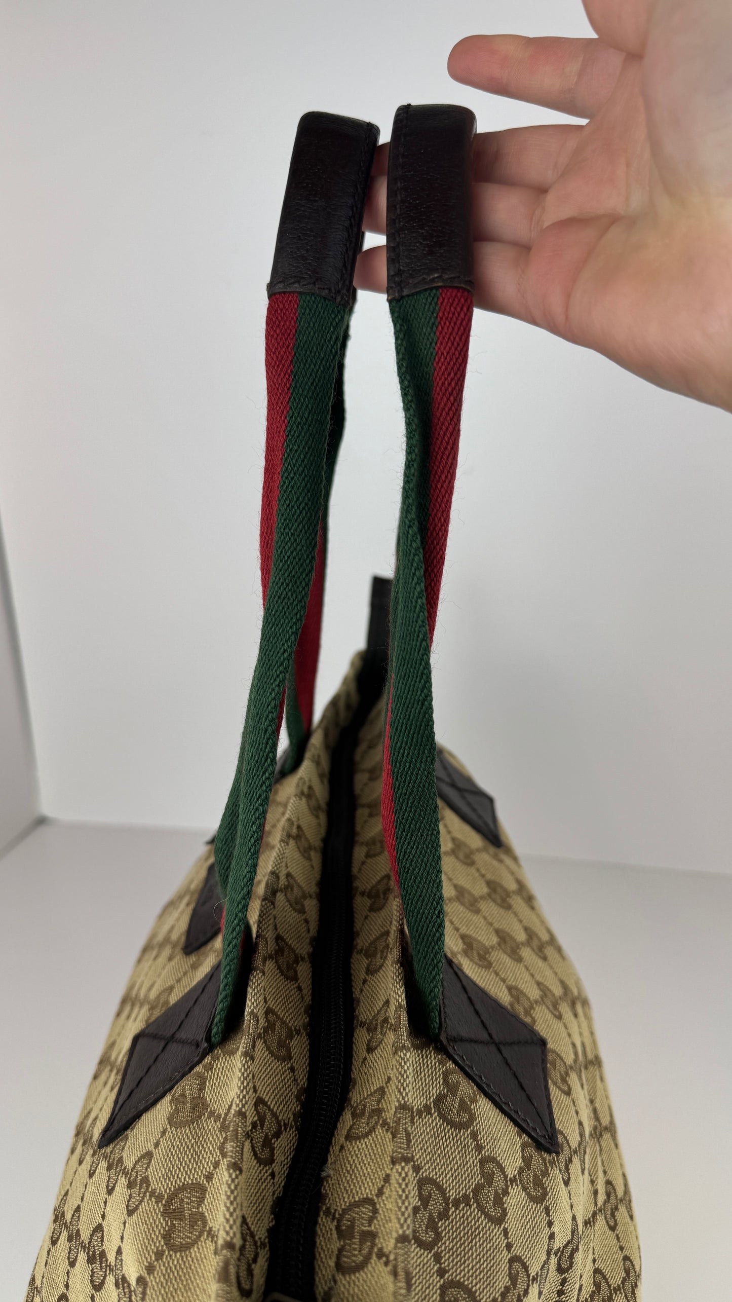 Gucci Web Zip Tote GG Canvas