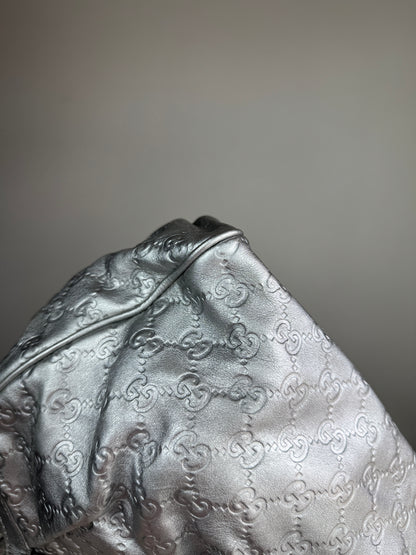 GUCCI sukey Guccissima Leather  Metallic Silver