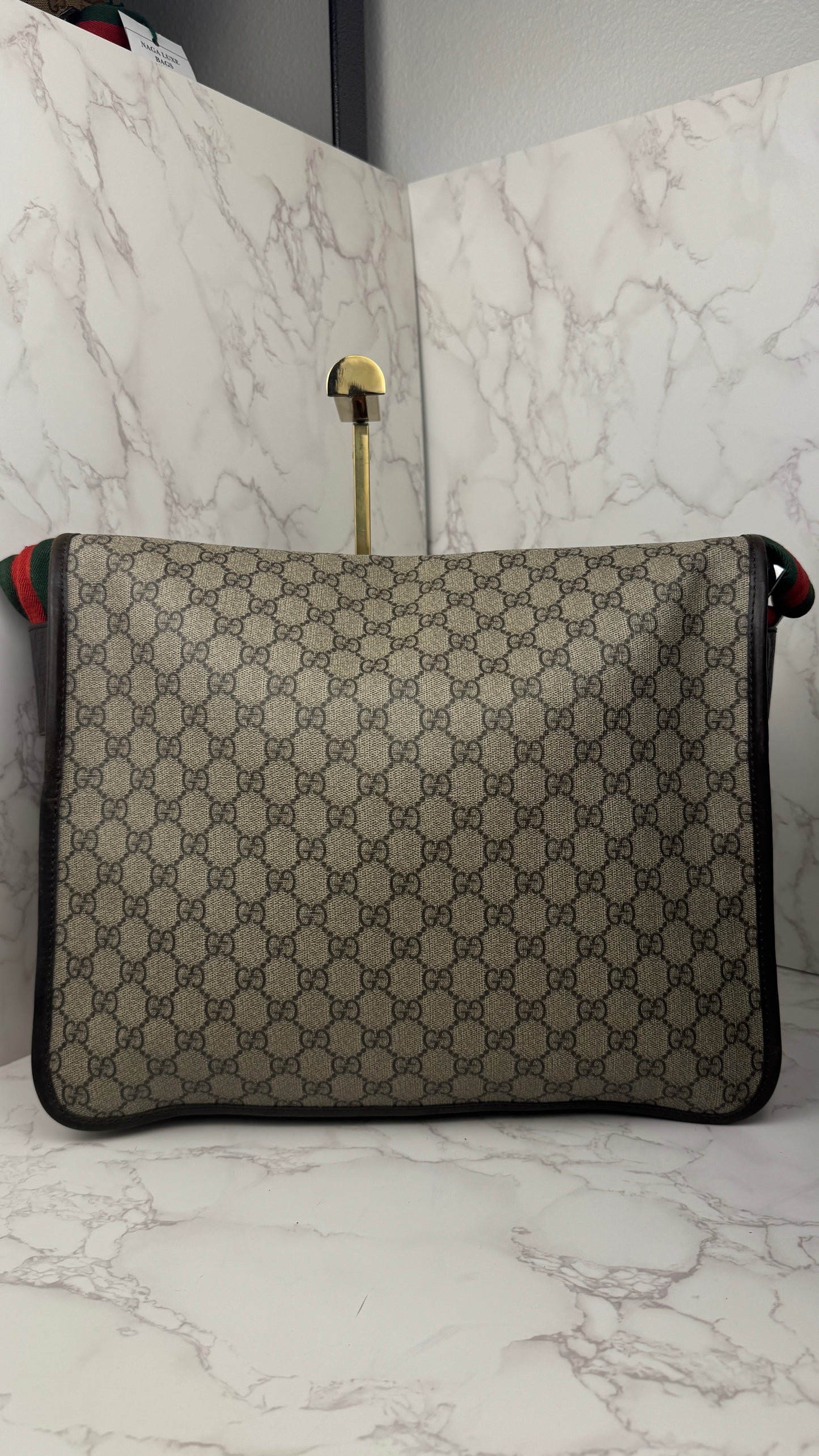 Gucci Messenger Web Strap Coated Canvas Bag
