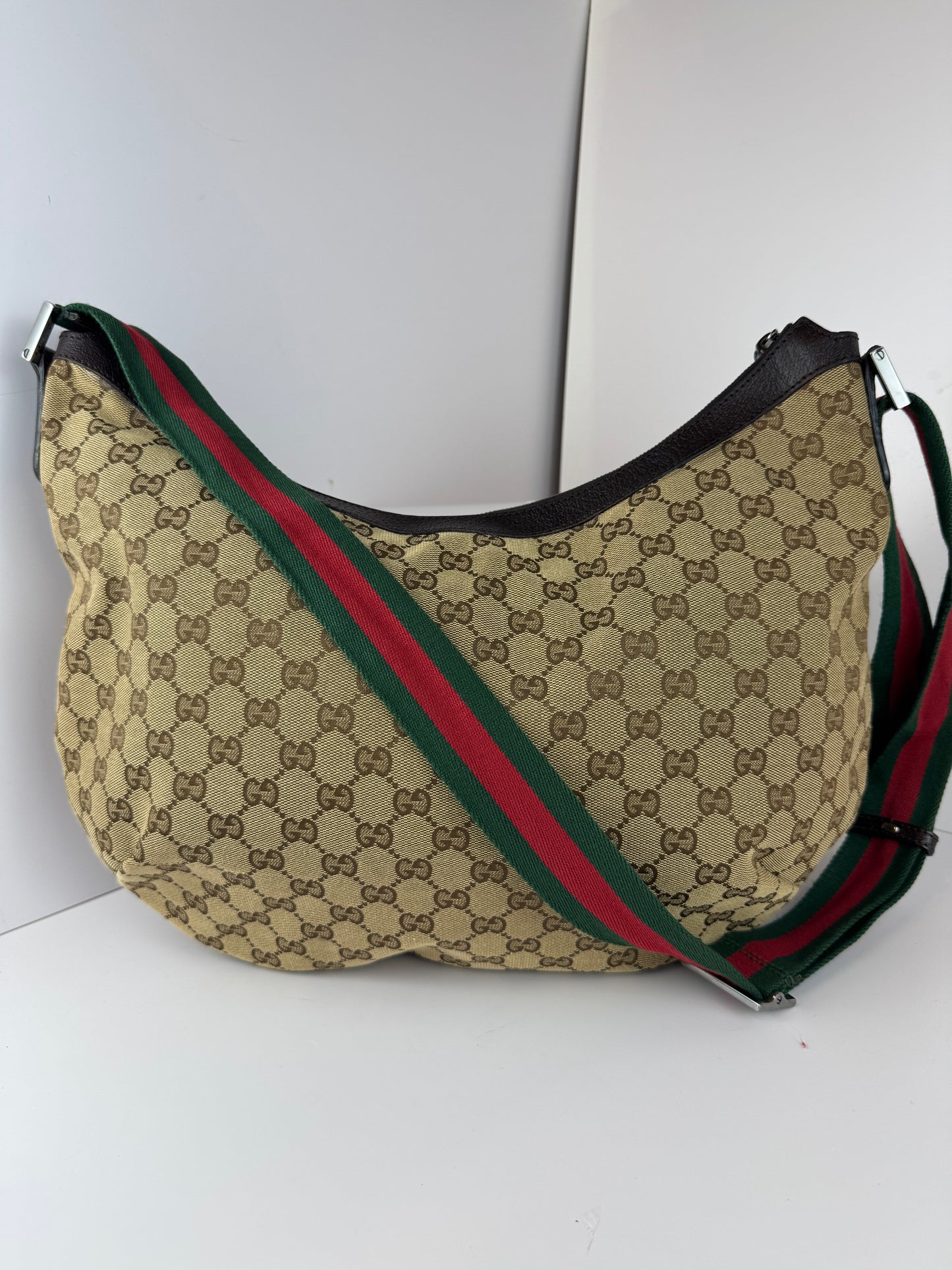 Gucci Web HalfMoon Large GG Canvas Brown