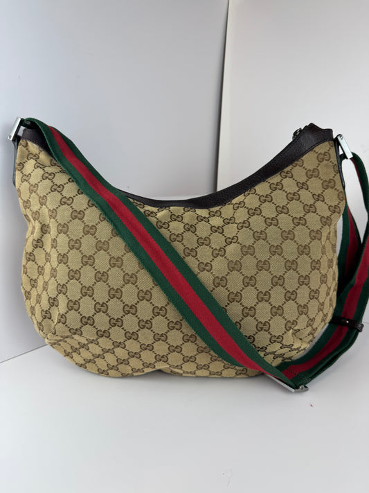 Gucci Web HalfMoon Large GG Canvas Brown