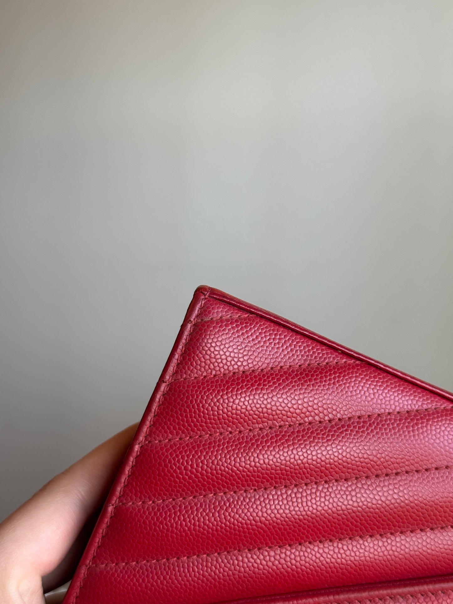 LOUIS VUITTON Classic wallet on chain matelasse Chevron leather medium red
