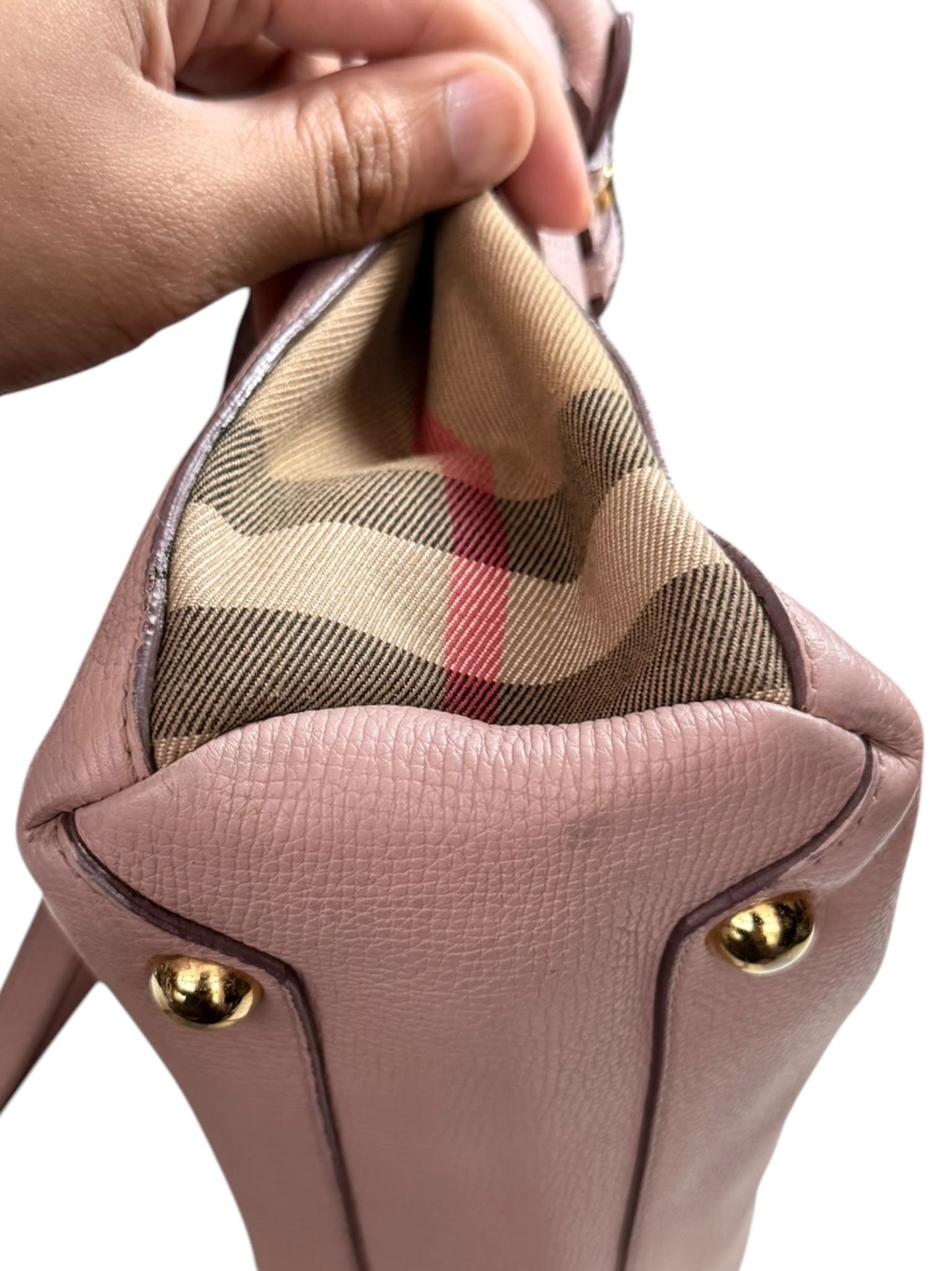 Burberry banner tote leather and house check Canvas small