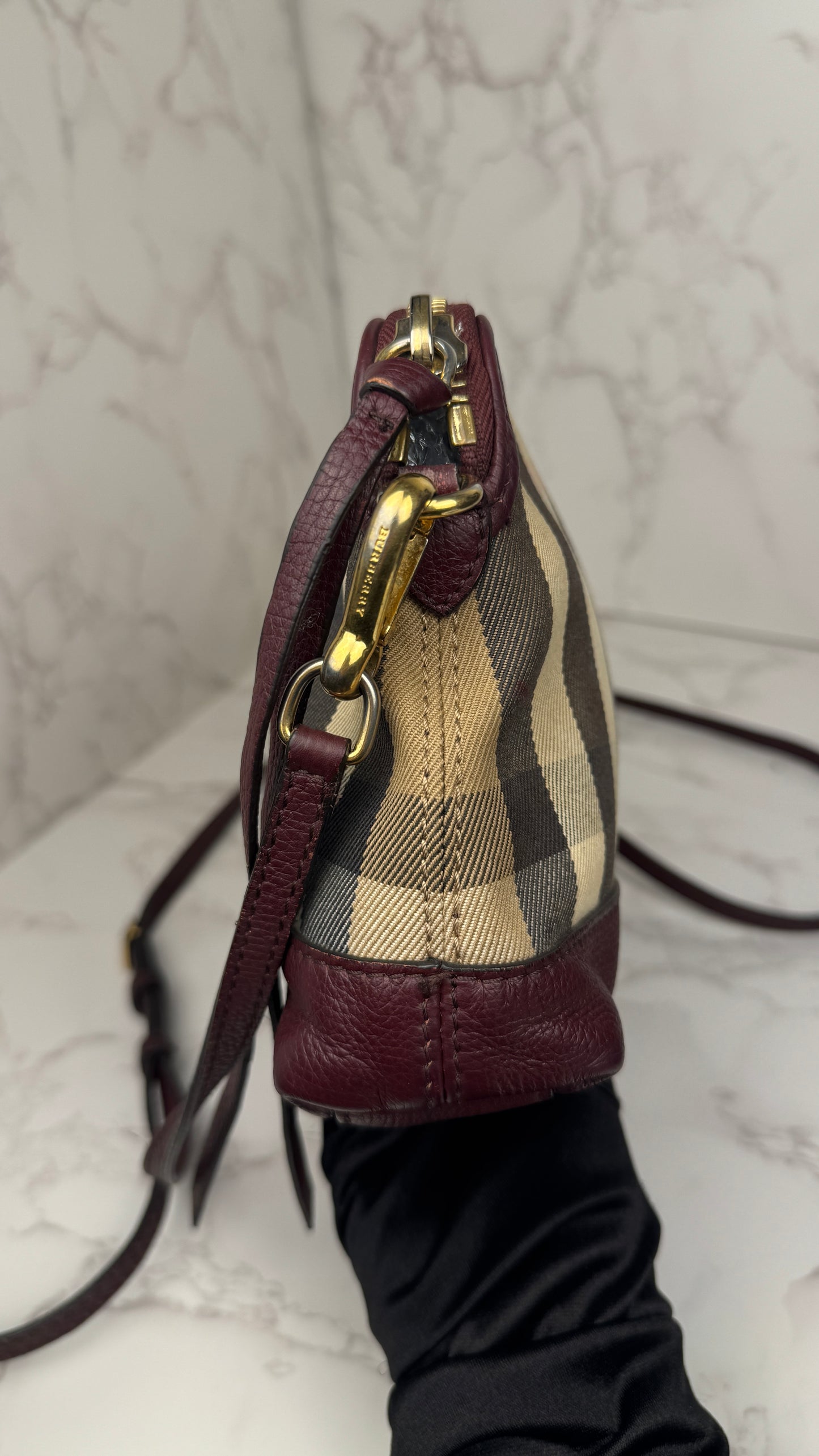 Burberry Convertible Clutch House Check Canvas Small