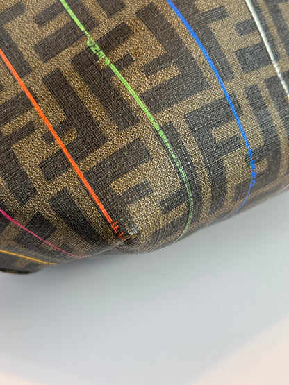 FENDI  Zucca Print Multi color Stripe Coated canvas Medium Roll Tote